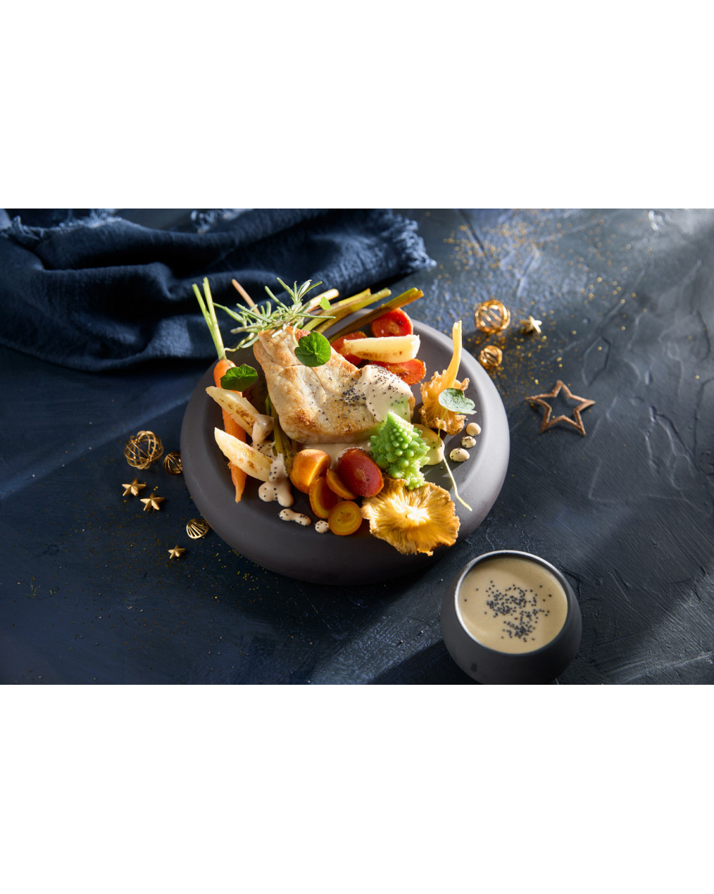 Coeur de ris de veau braisé, poêlée de champignons en persillade sauce